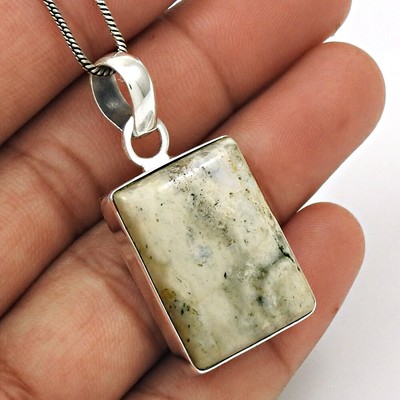 Avoria Cuscino Forma Naturale Oceano Diaspro Gioielli Argento Tribale Ciondolo L10 