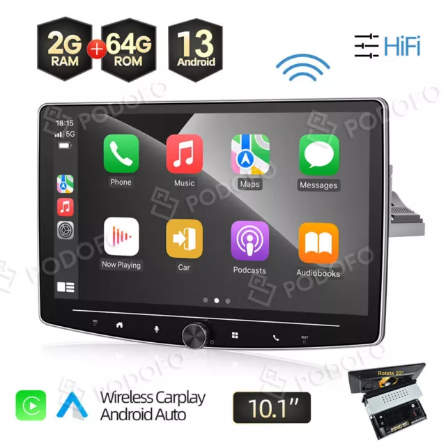 10.1 Zoll Android 13 Autoradio 1 DIN GPS NAVI CarPlay Bluetooth USB WiFi 2+64GB