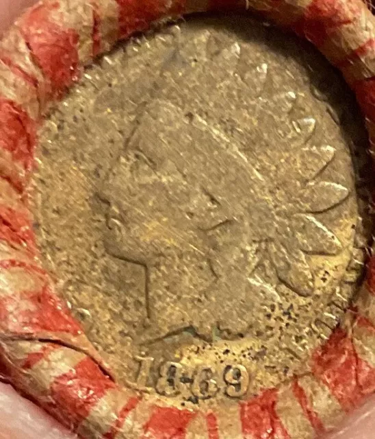 Wheat Penny Roll Older Cents Crimped Sealed with key 1869 Indian Head Cent #49