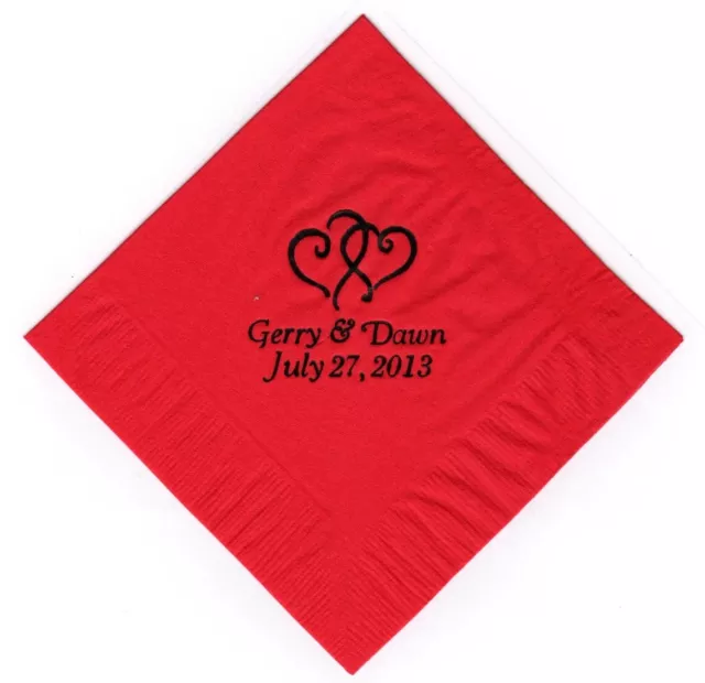 100 Personalized Imprinted Foil Printing Wedding, Party Napkins