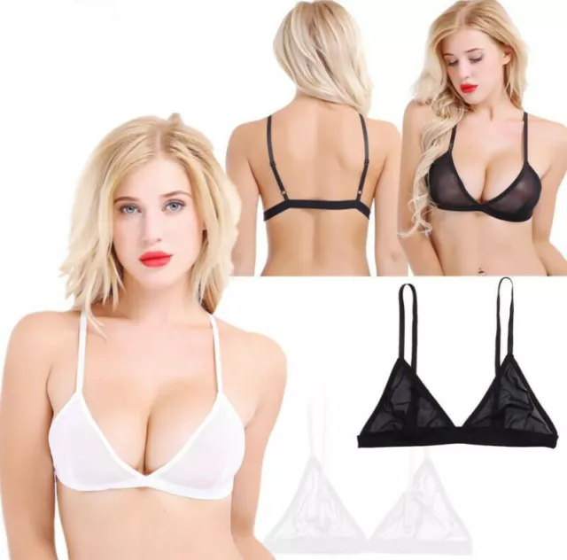 Sexy Women's Cupless Bra See Through Mesh Lace Lingerie Wireless Bralette  Top 