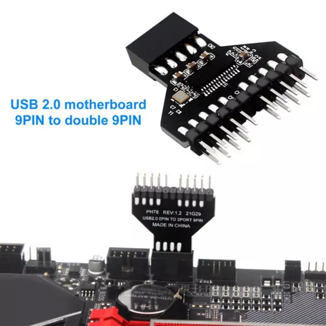 USB2.0 9Pin to Dual 9Pin Male Adapter, 9Pin USB Header