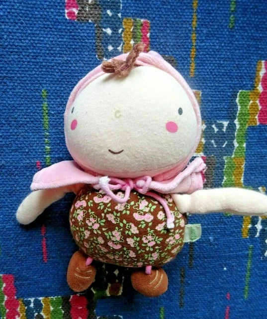 Jb2 /   Doudou Peluche Dpam Fille Lutin Grelot Cape Rose Marron Fleur 18Cm  Tbe