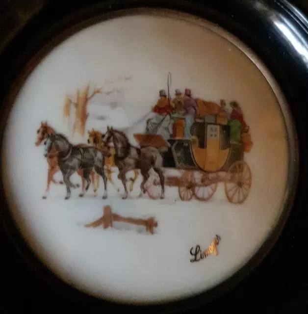 Limoges France Porcelaine Porzellan Bild Wandbild mit Rahmen Dek. Pferdekutsche 2