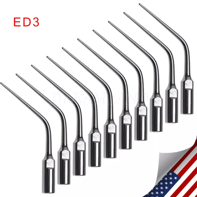 10PCS Dentist Ultrasonic Scaler Endo Endodontics Tips ED3 fit DTE Satelec Wrench