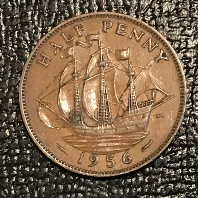 Vf/Xf 1956 Great Britain English 1/2 Half Penny Cent-Mar802