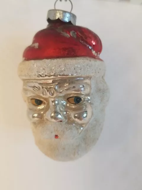 Antique Vintage Mercury Glass Santa Claus Head Christmas Ornament West Germany