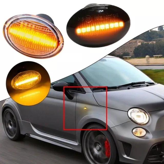 Coppia Frecce Laterali Progressive A Led Per Abarth Fiat 500 595 500C 695