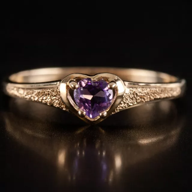10K YELLOW GOLD Heart Shaped Amethyst Solitaire Ring.22ct 1.15g $265.00 ...