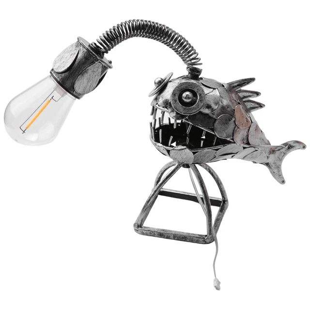 ANGLER FISH LAMP USB Rechargeable Desktop Metal Light Handmade Craft