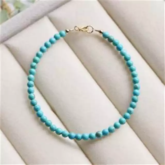 5MM Natural Turquoise beads Cuff Lucky Bracelet Buddhism spread Chic Fancy 3