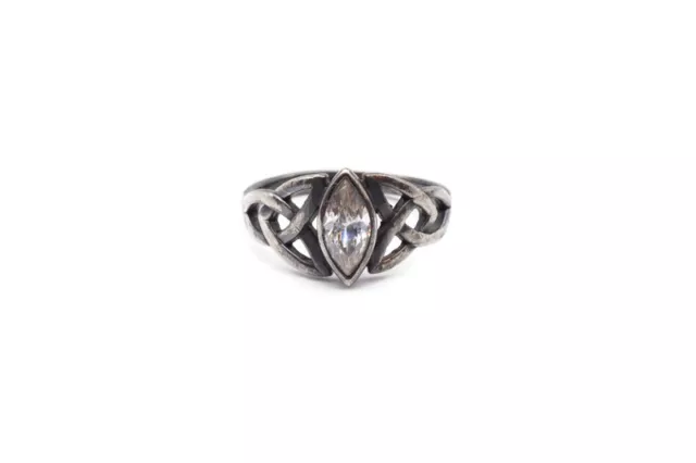 Sterling Silver 925 Cubic Zirconia Ring Size 6.5 Celtic Knot