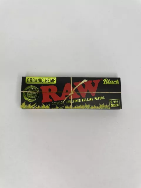 Raw Black Organic Hemp Rolling Papers 1 1/4  One Pack 50 Leaves