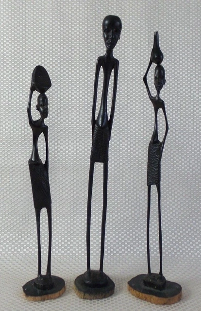 Vintage Group of Hand Carved Figures, Makonde People, Tanzania - Ebony/Blackwood
