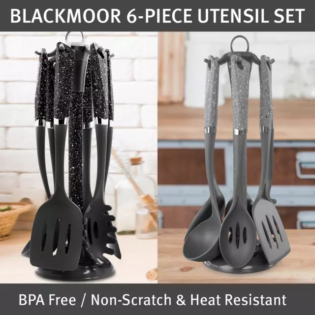 Blackmoor 6-Piece Kitchen Utensils Sets / Modern & Stylish Black Or Grey Colours