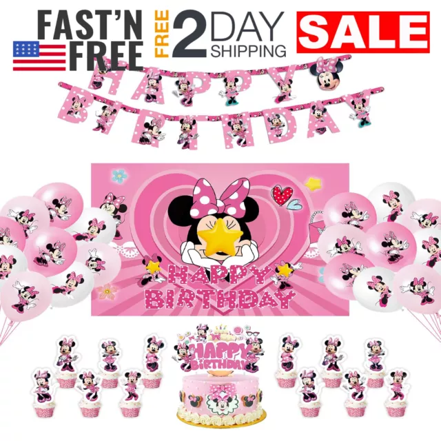 Juego de globos Adornos y Telón de Fondo Para Cumpleaños Niña Minnie Mouse Decoración