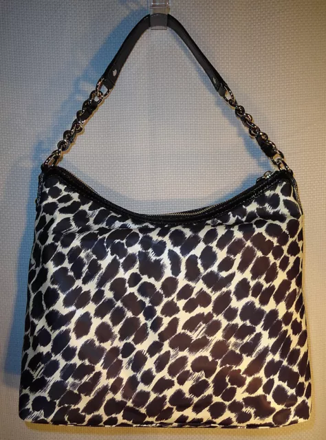 New Kate Spade Black & White Animal Print Purse On The Ave Med Serena Free Ship 2