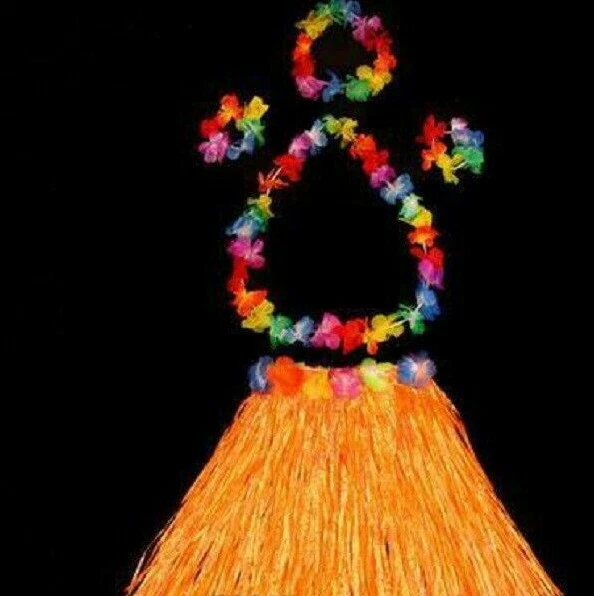 Set 20 Pz Party Hawaiano Gonna Collana Bracciali Corona Hula Festa Spiaggia Mare