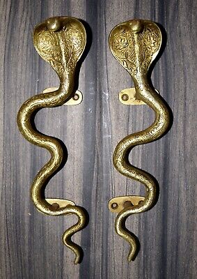Brass Snake Door Handle Handmade Cobra Python Door Pull Almirah Handle RU43