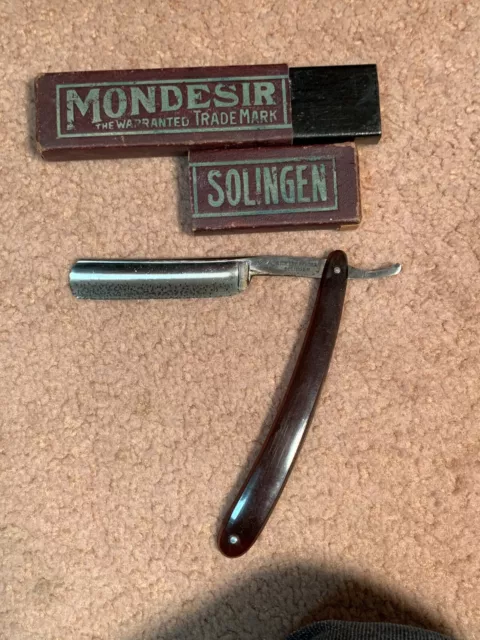 Antique Solingen Straight Razor In Case Rich Abrherder - Germany