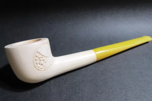 Meerschaum Pot Shape With Grape And Leaf Carved Design Med. Estate Pipe