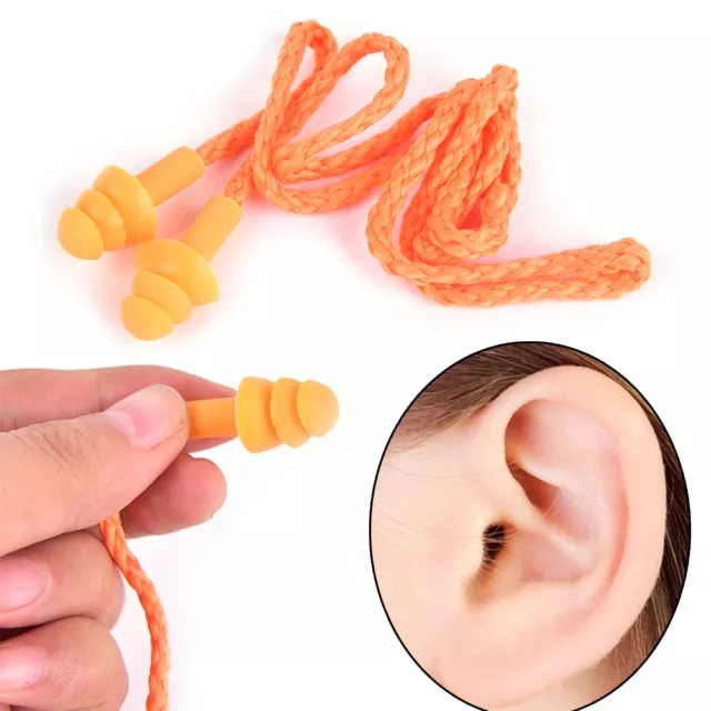 Soft Silicone Corded Ear Plugs Reusable Hearing Protection Protector Earplug:_: