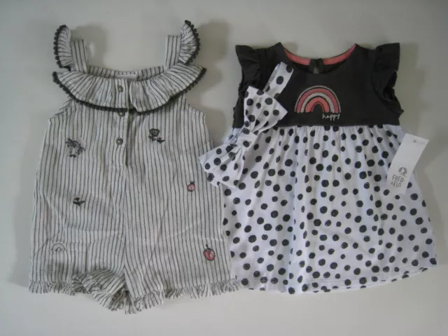 Bnwt F&F Baby Girl Kids Dress & Playsuit Bundle Set Lot - 3-6 Months - Free P&P