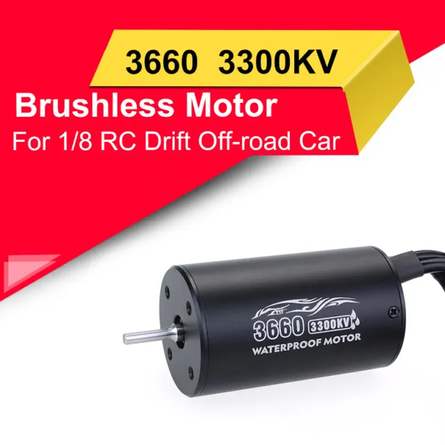 3660 3300KV Brushless Sensorless Waterproof Motor 3.175mm Fr 1/8 RC Off-road Car
