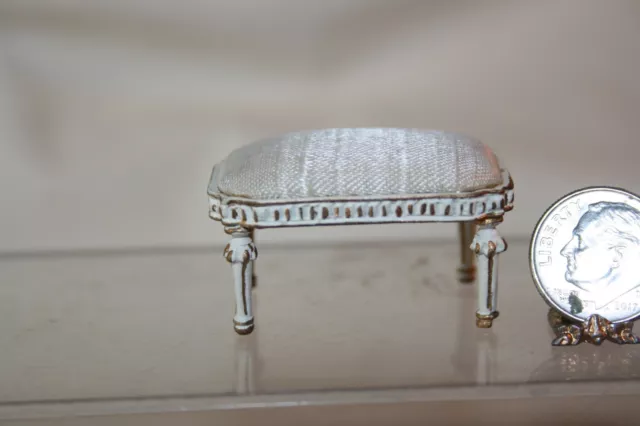 Miniature Dollhouse Bespaq Louis XVI Upholstered Footstool 1:12