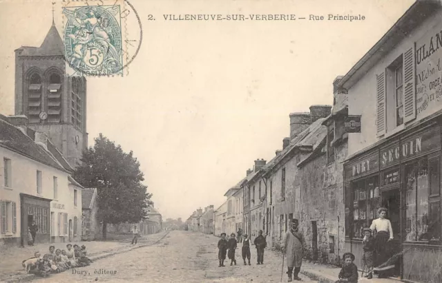 Cpa 60 Villeneuve Sur Verberie Rue Principale