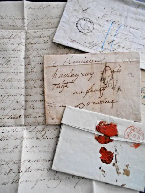 lot of 5 antique epistles letters 19thC commercial personal mail correspondence