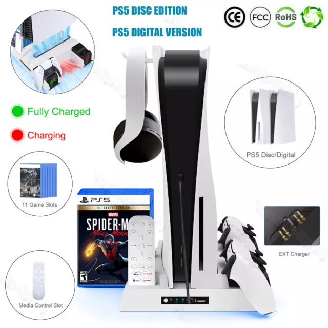 Vertical Cooling Fan Stand Controller Charger Dock Station for PS5 Playstation 5