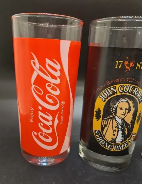 3 x Advertising Promo Tumbler glasses Heineken John Courage Coca Cola 2