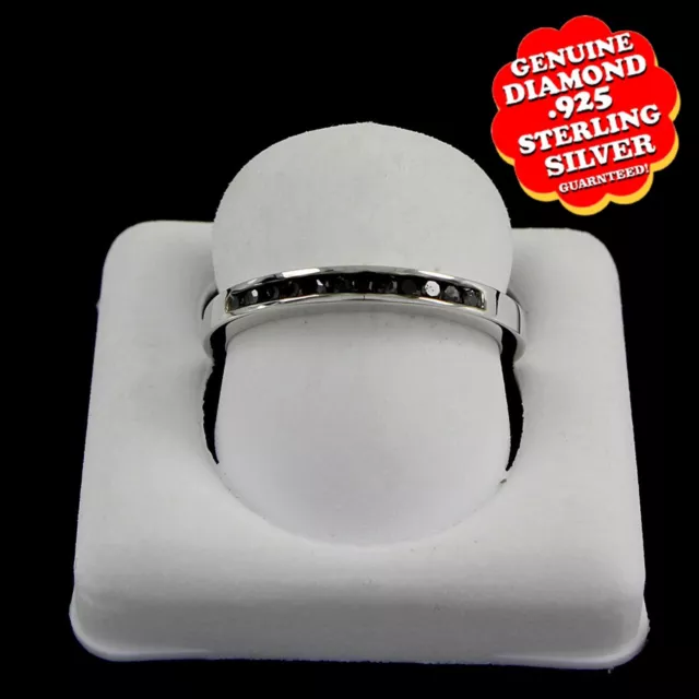 0.13 Ct Black Natural Diamond 14k White Gold Plated Band Rg Free & Fast Shippg