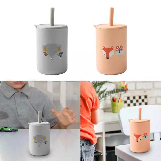 Training Straw Cup Baby Drinking Cup 150ml Shatterproof Leakproof Silicone Sippy