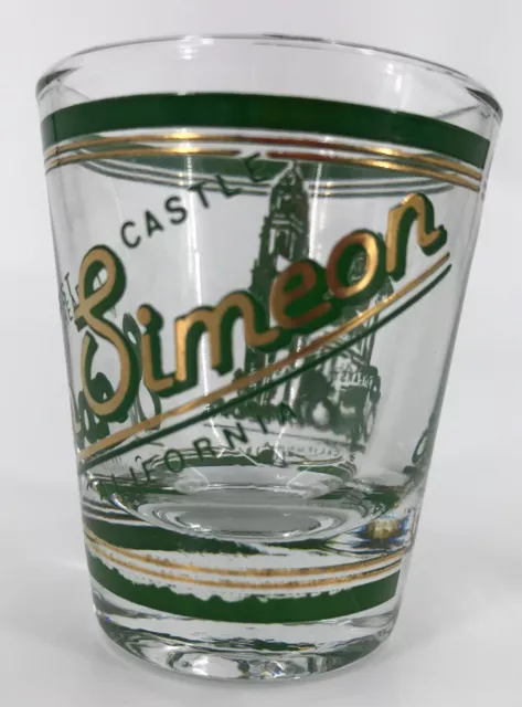 Hearst Castle Shot Glass Gold Embossed Green San Simeon California 3