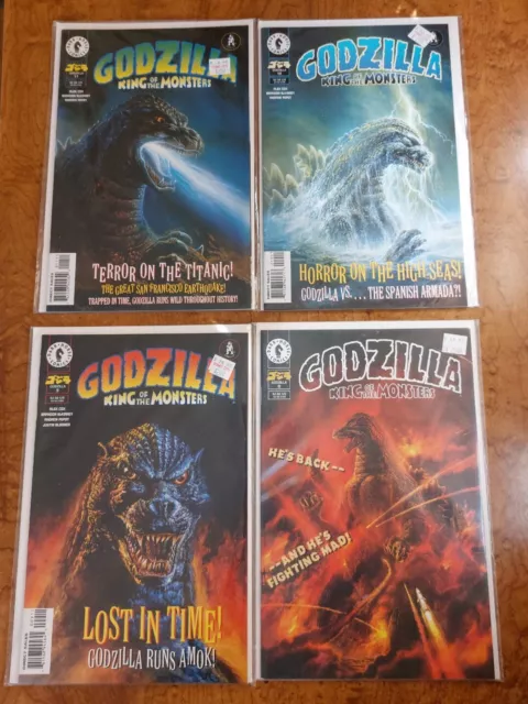 Vintage Lot Of 4 Godzilla Dark Horse Comics # 0 9 10  11 Titanic Lost in Time
