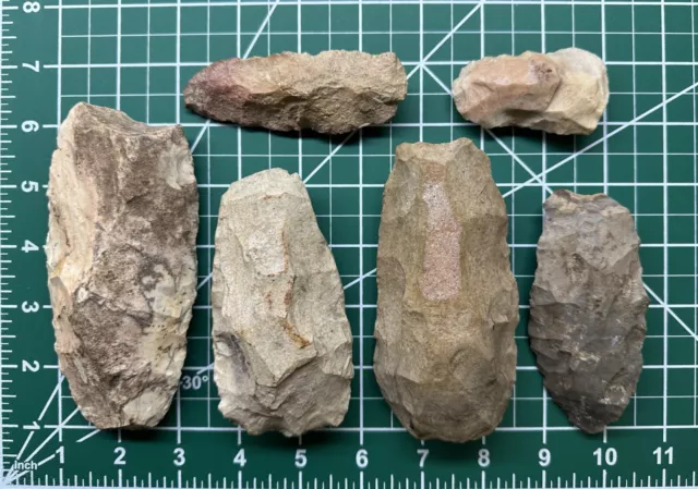 6 Unidentified Lithic Artifacts - Grand Tower, Carrier Mills & DuQuoin, Illinois