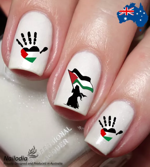 I love Palestine flag Nail Art Decal Sticker Water Transfer Slider