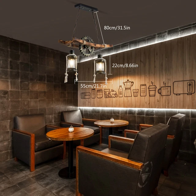 RETRO RUSTIC WOOD Chandelier Pendant Light Industrial Bar Ceiling