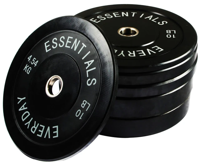 New Olympic Bumper Plate Weight Plate with Steel Hub, Black, 160 lbs Set US