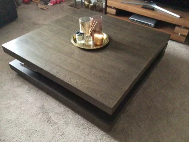 Modern Large Square Living Room Lounge Coffee Table In A Lovely Dark Wood