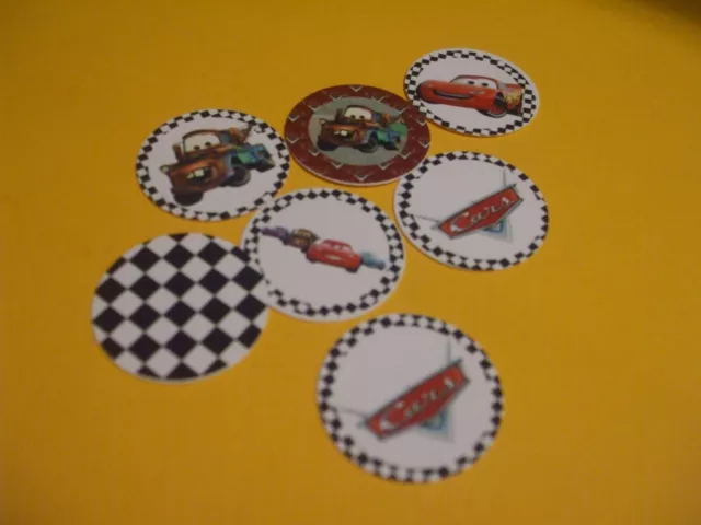 Pre Cut One Inch CARS AND LIGHTNING MCQUEEN CARS Bottle Cap Images! FREE SHIP