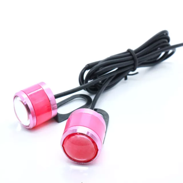 Pink Motorcycle LED Strobe Light Aluminum Alloy 12V 2W Flash Warning Brake Lamp