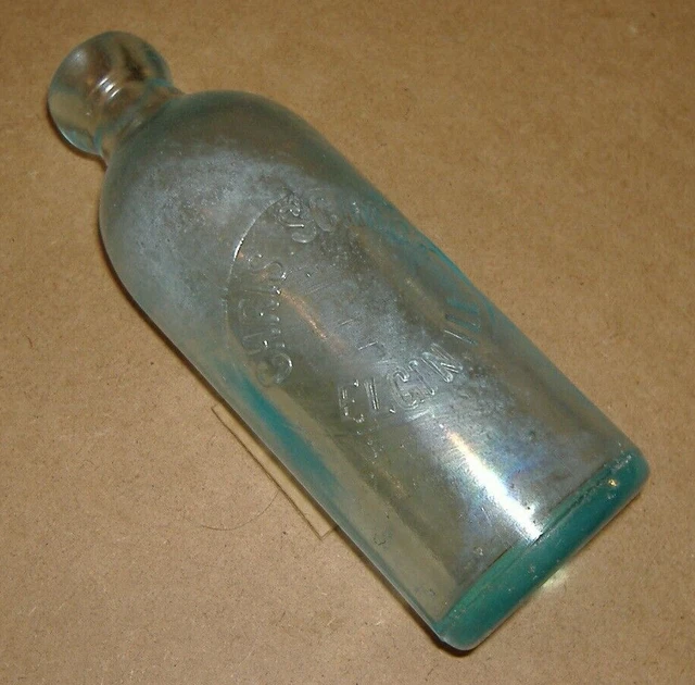 c1890 Chris Schock Elgin Illinois Embossed Hutchinson Hutch Soda Bottle IL