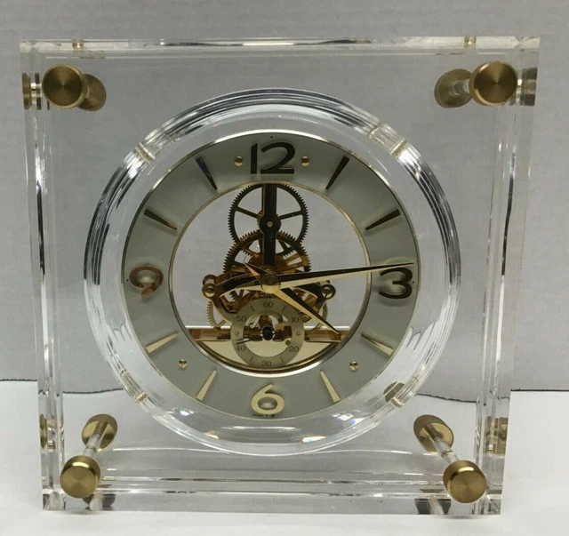 VINTAGE SEIKO QUARTZ Skeleton Mantle Desk Table Clock QAW110 G FOR