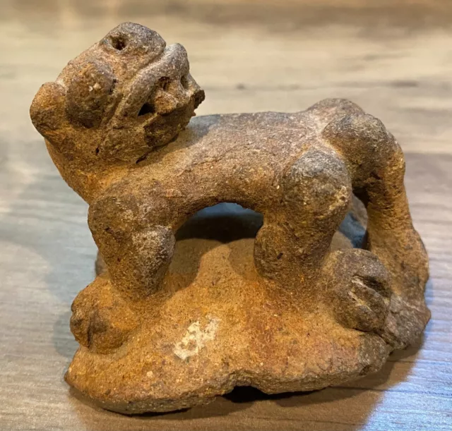 PRE COLUMBIAN Art Pottery, Maya, Jaguar Figurine (Fragment), c.AD 250-950