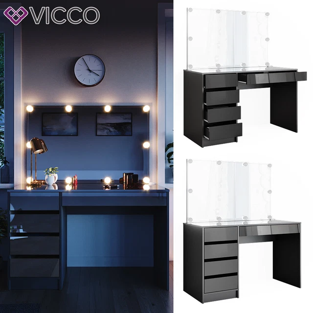 Coiffeuse Anika 120 Cm Avec Miroir LED - Élégante Et Pratique Pour Votre Routine Beauté !