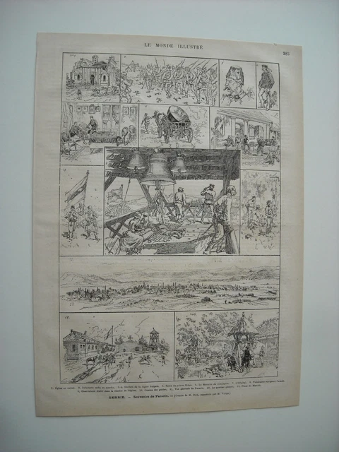 Gravure 1876. Serbie. Souvenirs De Paracin. Vue Generale De Paracin. Observatoir