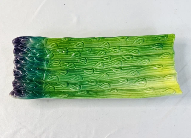 Vintage Majolica Asparagus Serving Tray Dish 10.25" - Made in Japan